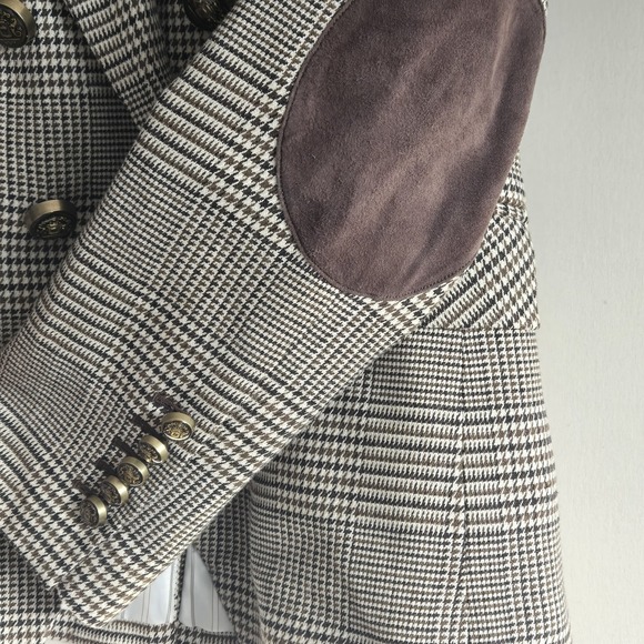 Veronica Beard Miller Dickey Blazer Jacket Women Sz 8 Brown Tan Plaid Patch - Picture 6 of 16